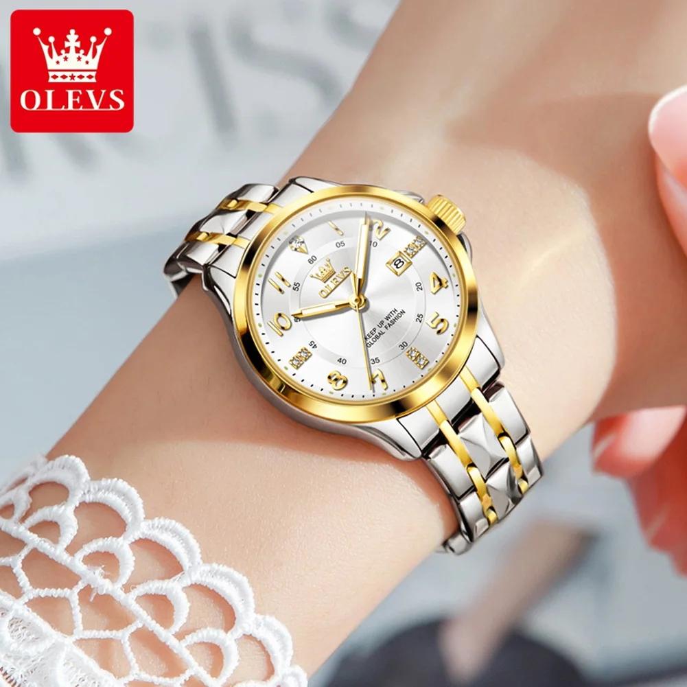 OLEVS 2910 Hot Sales High Quality Fashion Business Calendar Stainless Steel Band Waterproof Woman Man Quartz Watch Relojes