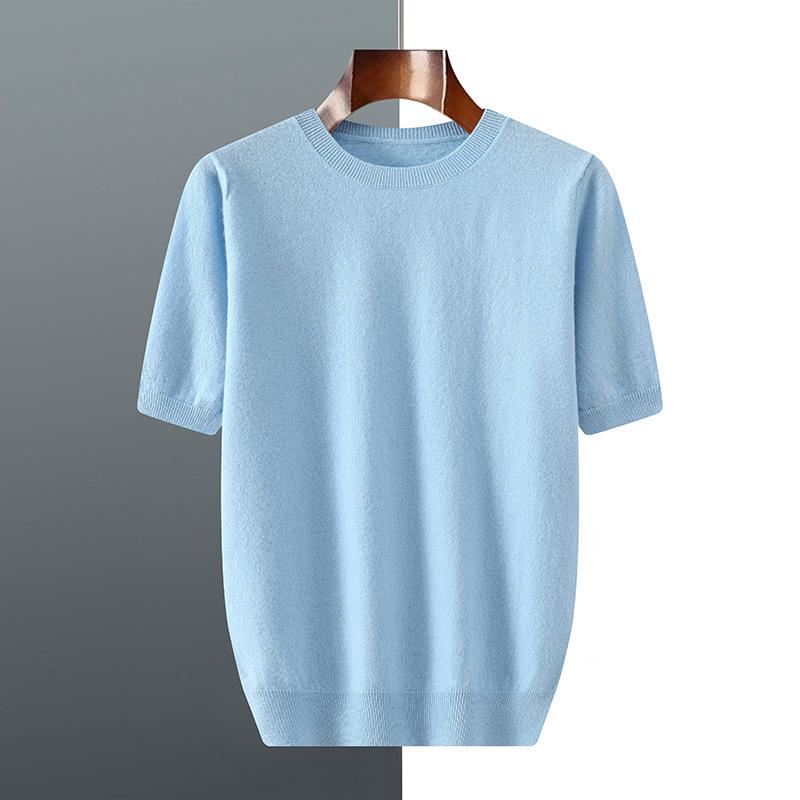 Men’s Short-Sleeve Knit T-Shirt - Autumn/Winter Business Casual, Lightweight, Round Neck Base Layer