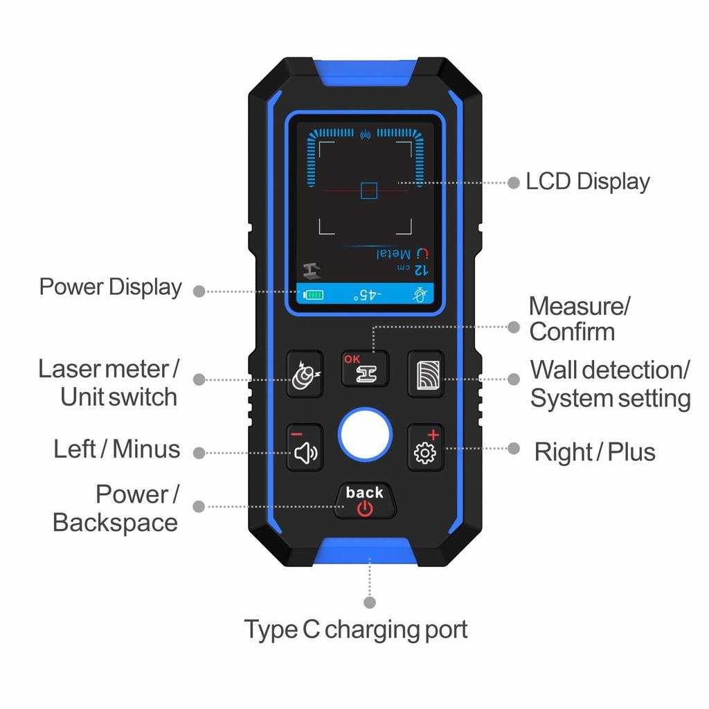 NOYAFA NF-518 Wall Scanner Metal Detector LCD Display Detect Metal Wood AC Live Wire Copper Multifunction Stud Finder