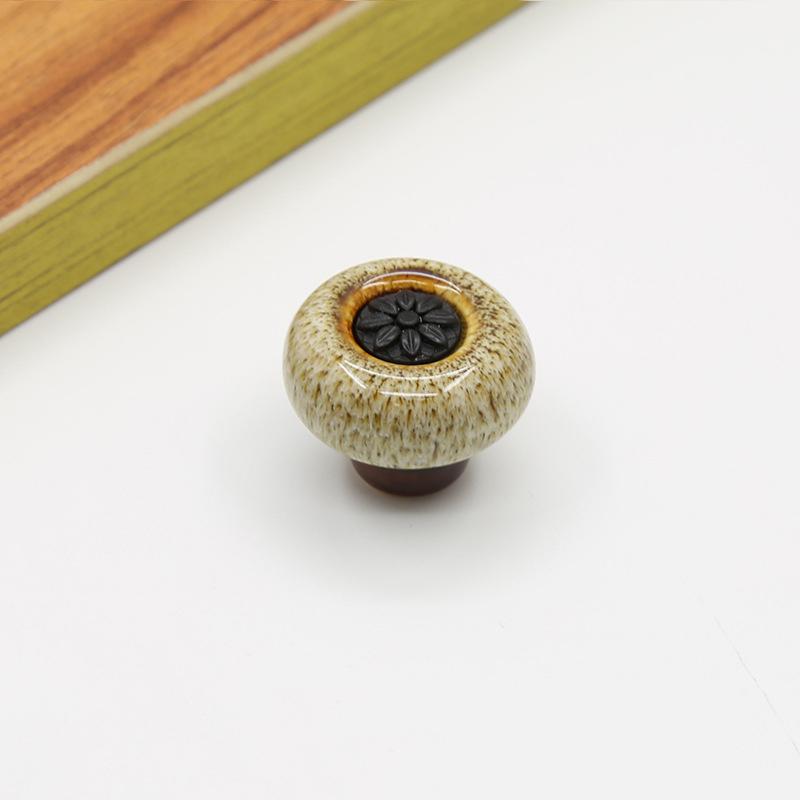 Wardrobe Door Small Handle Retro Cabinet Leopard Print Glass Handle Circular Single Hole Handle Home Decoration