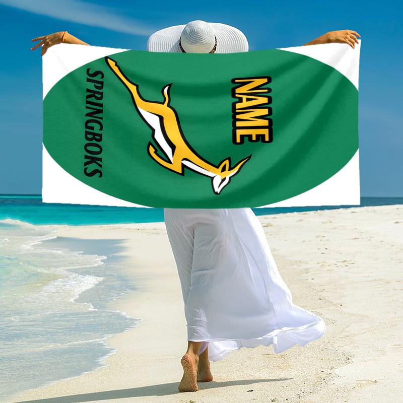 Personalized Springboks Rugby Team Beach Towel Microfiber Beach Towel Thin Absorbent for Beach Swimming Yoga Bath Sports. 0910177