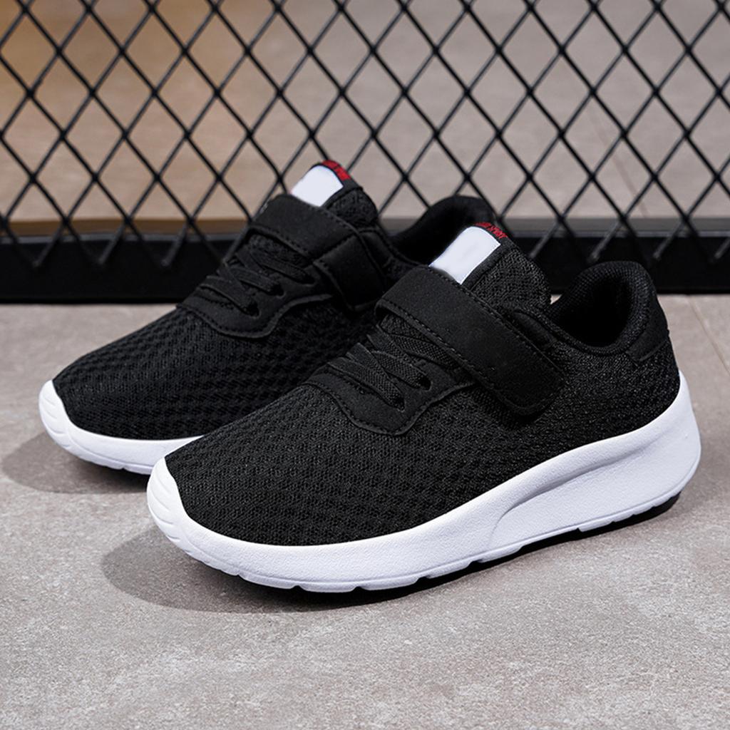 Children Athletic Sneakers Lightweight Breathable Mesh Upper Slip Resistant Soft Sole Hook and Loop Closure Kids Running Shoes for Everyday Wear