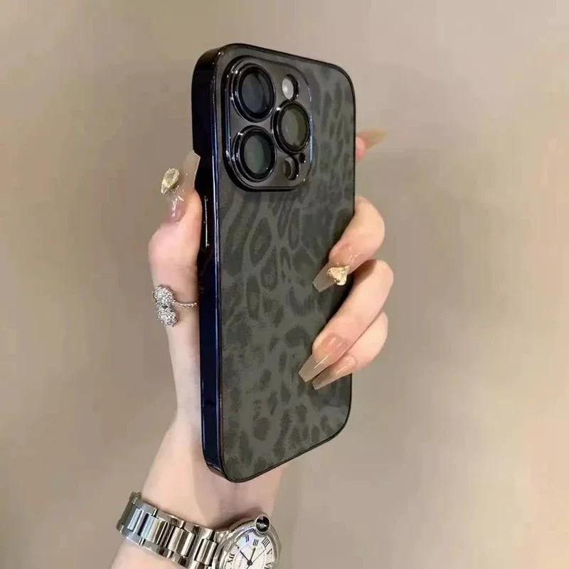 Luxury Leopard Print Phone Case For iPhone 11 12 13 14 15 16 Pro Max Plus Shockproof Bumber Cases Cover