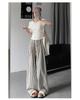 Women's Slimming High Waist Striped Pants: Black/White, Loose Straight-Leg, Petite 145, Wide-Leg, Summer 2025 Collection