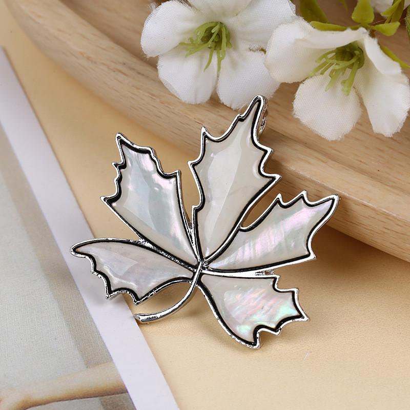 Creative Shell Leaf Brooch Pendant With Inlay For Women And Men
