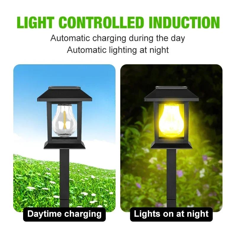 2/4pcs Solar Pathway Lights Solar Powered Landscape Light Auto On/Off Lawn Lamp Waterproof for Yard Patio Garden Decoration
