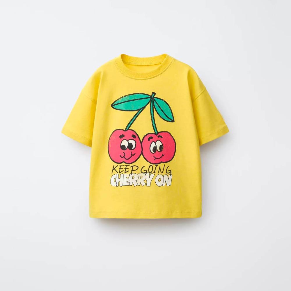 New Kids  TShirt Cartoon Printed Tees Crewneck Base Shirt Baby Girls Cute Summer Clothes Simple Versatile T Shirt
