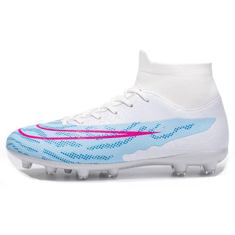 Mens Womens High-Top Football Cleats Turf Grass Fields Anti-Slip Rubber Sole Breathable Mesh Lining Synthetic Upper