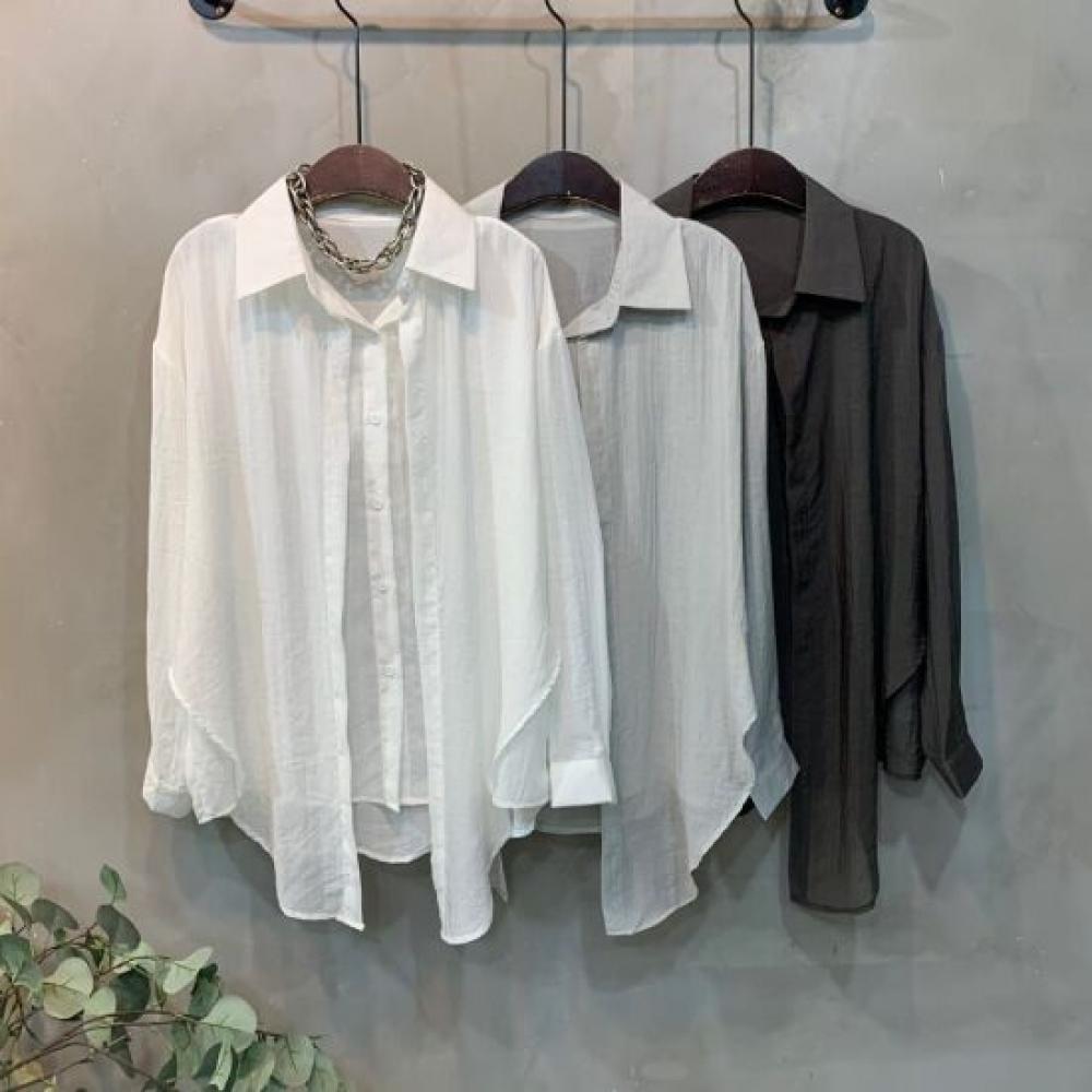 C S In The Room Uji Sheer pIntuCk Wrap Long Sleeve Shirt 3 Color C