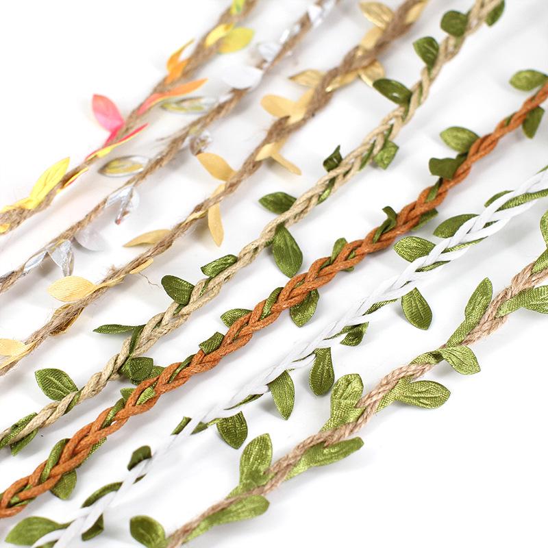 10m DIY Rattan Green Leaves with Hemp Rope for Kindergarten Decor