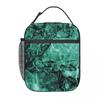 Dark Green Marble Pattern Insulated Lunch Bag for Kids School Cooler Thermal Food Box Tote Leakproof Lunch Boxes Container