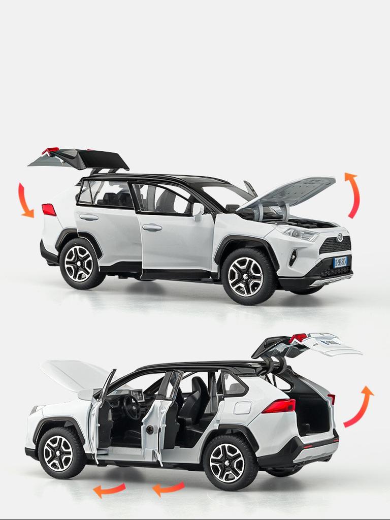 1/32 Toyota RAV4 SUV 2023 Alloy Die Cast Toy Car Model Sound and Light Pull Back Children's Toy Collectibles Birthday Gift