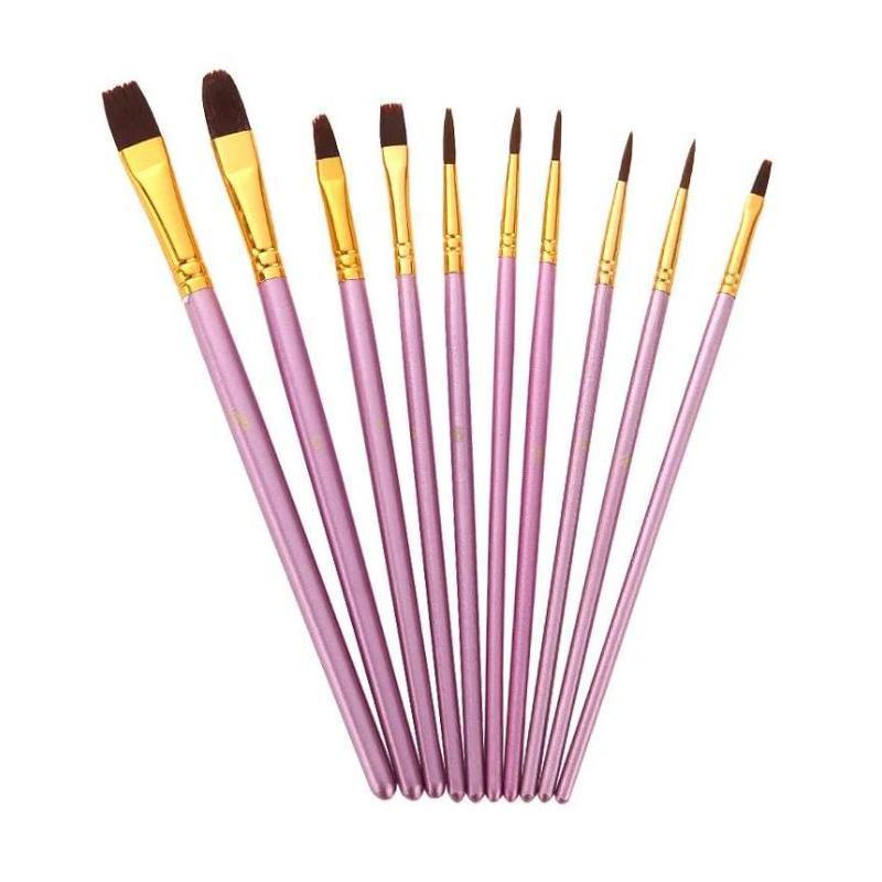 10Pcs/Set Facial Painting Brush Watercolor Brush Set Colored Nylon Brush Nail Painting Brush Professional Nail Painting Brush