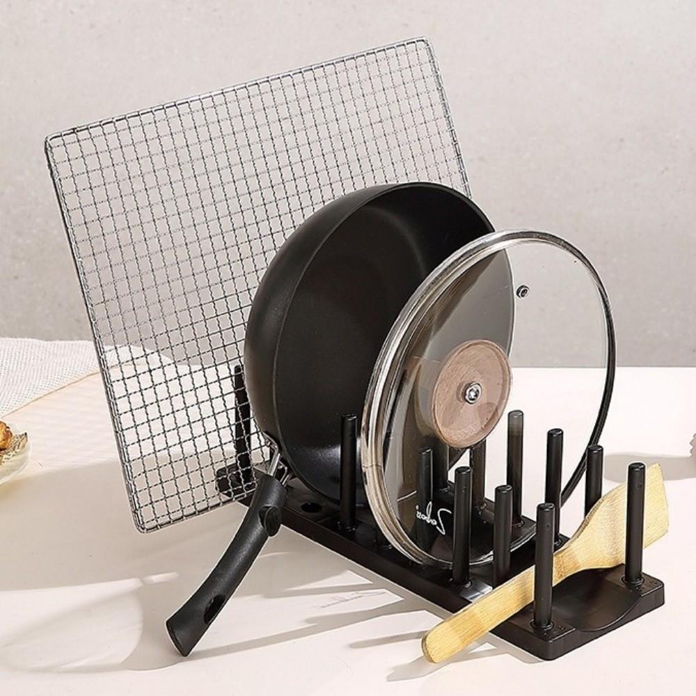 Non-Slip Pot Lid Rack Plastic Tableware Storage Shelf Cutting Board Holder for Kitchen