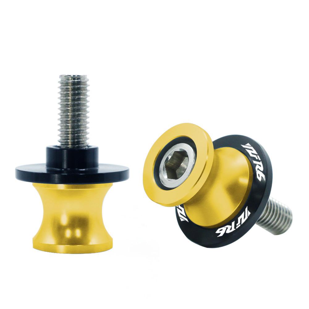 For YAMAHA YZF R6 YZF-R6 YZFR6 All Years 2PCS 6/8/10MM Motorcycle Swing Arm Sliders Spools CNC Swing Arm Stand Screw Paddock