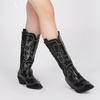 DoraTasia Fashion Szpiczasty Czub Gruby Obcas Haft Styl Western Damskie Kozaki do Połowy Łydki Vintage Wiosna/Jesień Damskie Kozaki