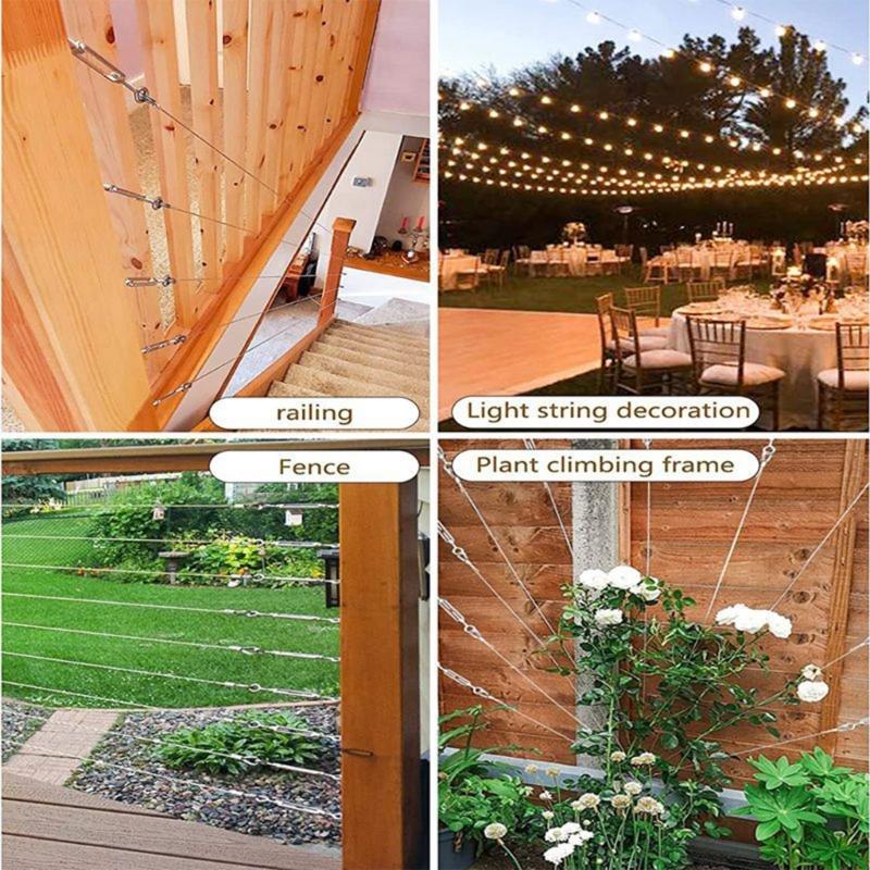 1Set 5m Wire Rope Cable with Hooks Kit DIY Tool Accessory Household for Plant Curtain Outdoor Chandeliers Tool