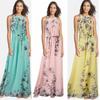 Elegant Plus Size Womens Floral Sleeveless Belted Maxi Long Dress For Summer Parties