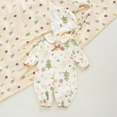 Spring & Autumn Baby Princess Oil Painting Bunny Romper & Lace Hat Set - Cotton & Peter Pan Collar