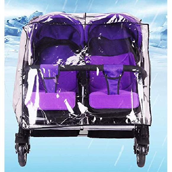 Double Stroller Rain Cover Universal Weather Shield for Side by Side Baby Stroller Waterproof Twin Pram Pushchair Raincoat Baby Outdoor Activities