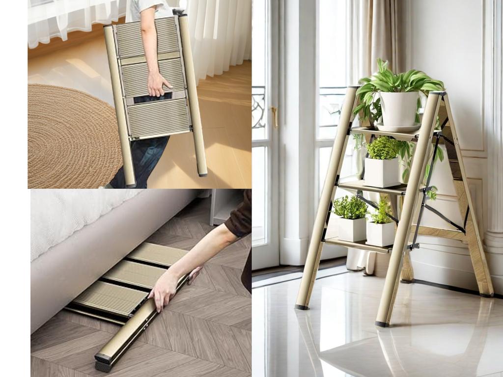 3 Step Ladder, Folding Ladder Stool, Wider Upgraded Non-Slip Treads, Portable Lightweight Ladder for Home and Kitchen, Holds up to 330 Lbs.