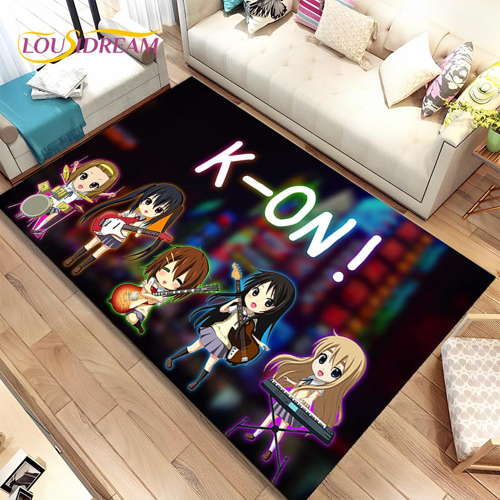 K-ON Kreskówka Urocza Lolita Kawaii Dziewczyny Dywanik Obszarowy, Dywanik Dywanowy do Salonu Sypialni Sofa Wycieraczka Dekoracja, Antypoślizgowa Mata Podłogowa 3D