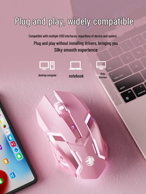 You Lion Vanguard Silent Pink Gaming Mouse