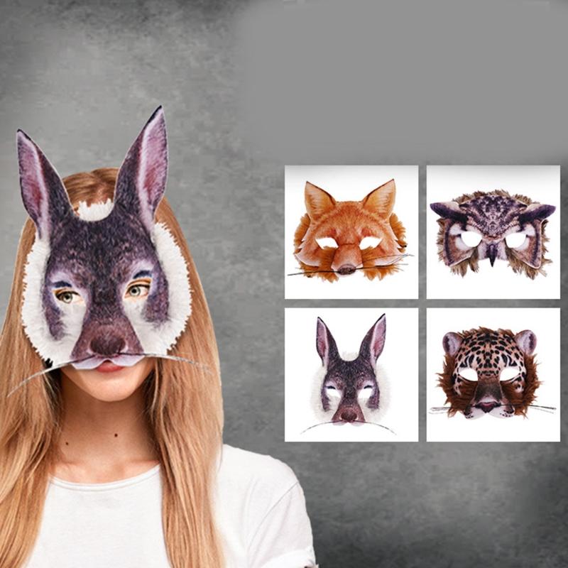 Lovely Halloween Mask Realistic Animal Face Mask Cover Cosplay Costumes Props Masked Ball Party Gifts for Adults Kids