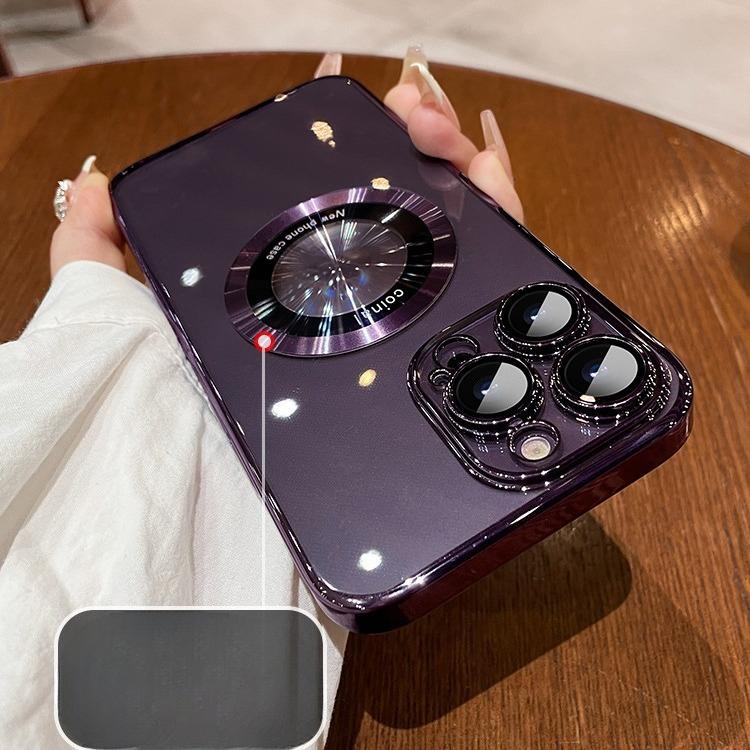 Magnetic Suction Suitable for Apple 16pro Max Mobile Phone Case 15 Lens Film 12 Transparent Hard Case IPhone 13P Simple Men