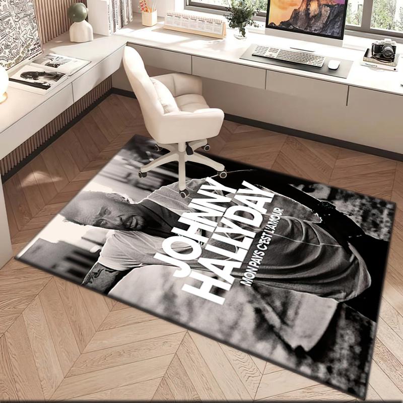 1pc Johnny Hallyday Retro Records Carpet Rug for Living Room Bedroom Home Sofa Decoration,Kids Play Non-slip Floor Mat