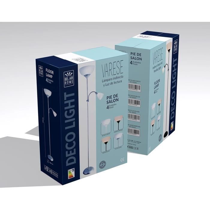 Bel air home - lampadaire varese 1xe27 1xe14 178cm