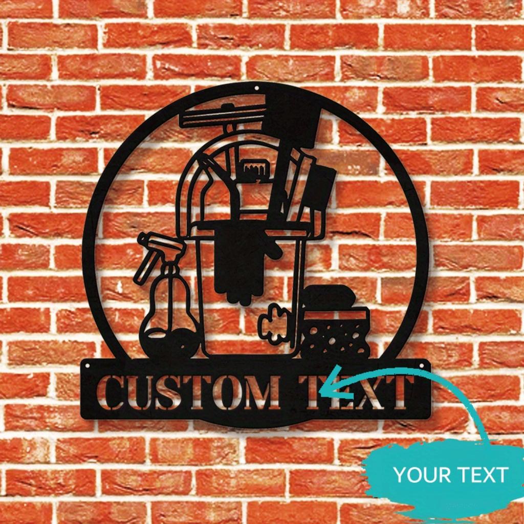 Metal Wall Art Sign Personalized Cleaning Service Custom Name Housekeeping Decor Contemporary