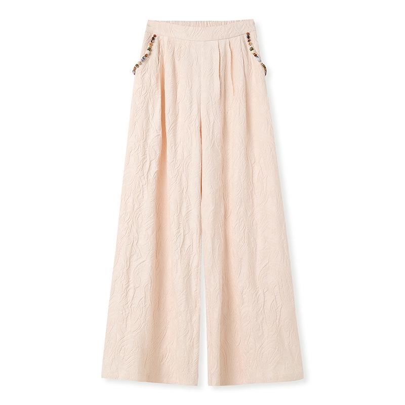 Spring/Summer Double-Dye Wide-Leg Pants - Chinese Style National Women s Trousers S