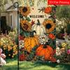 2D Flat - 2D Flat, Autumn Thanksgiving Leaf Sunflower Flower Garden Flag 1-28X40 Inch Outdoor Garden Flag Double-Sided Home Decoration Courtyard Decor