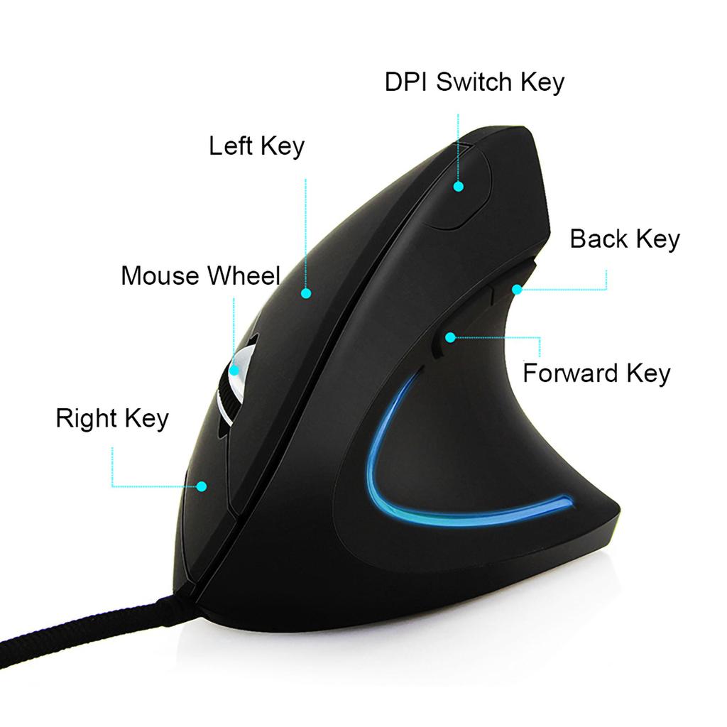 6D Ergonomic 800120020003200 DPI   Optical Vertical Gaming Mouse with LED