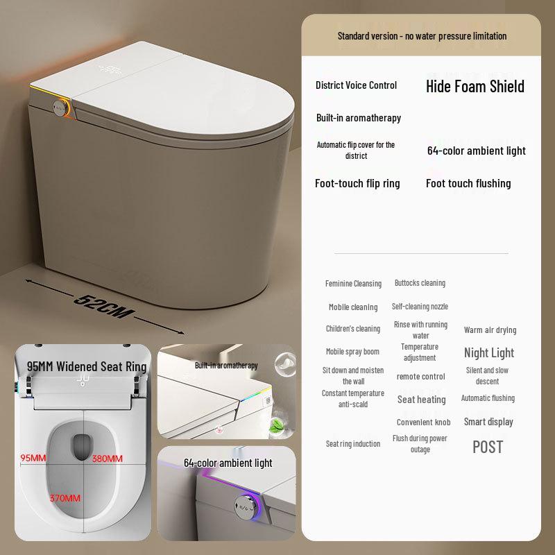 52cm Compact Waterless Smart Toilet with Built-in Foam Shield & Automatic Sterilization