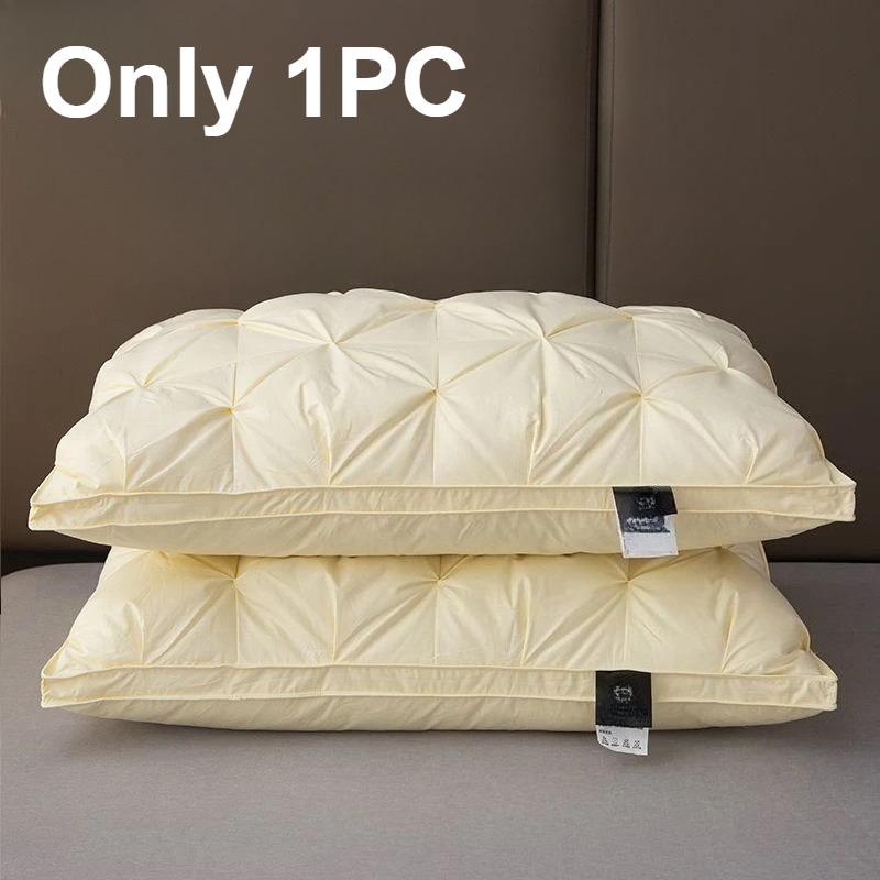Pinch Pleat Neck & Bed Pillow-95% Goose Down Pillow White Cotton Pillow,5-Star Hotel Pillow Low-Mid-high Pillows for Sleeping 48x74cm low pillow жёлтый