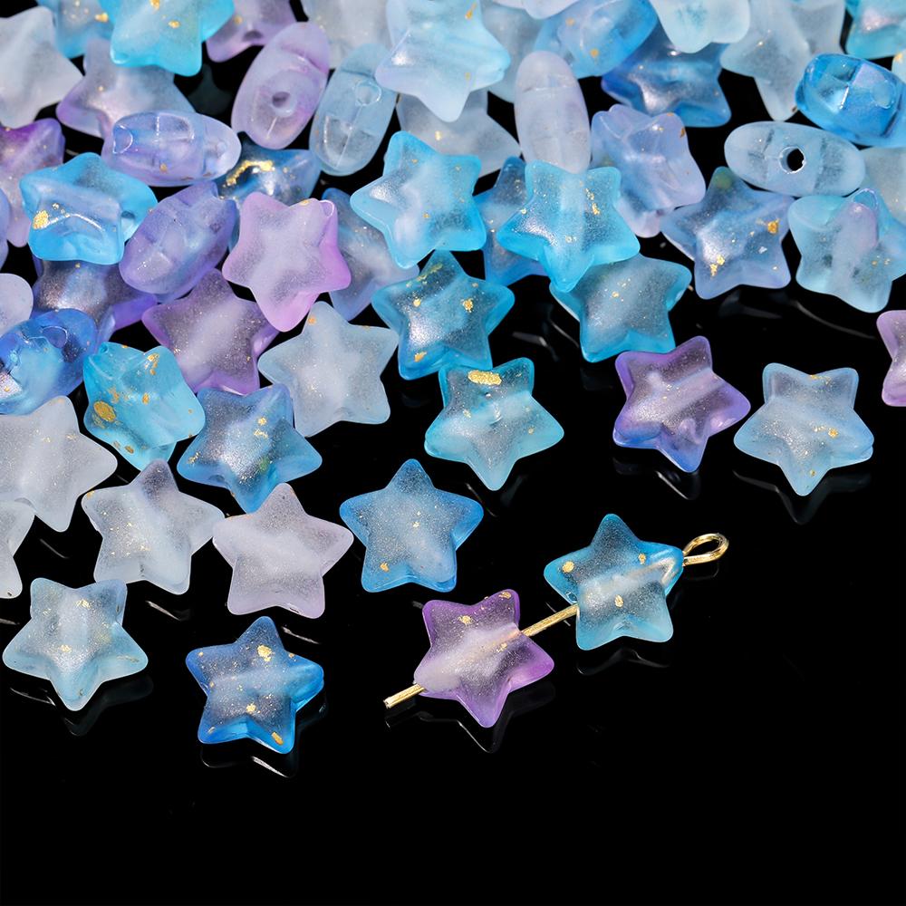 50pcs Acrylic Colorful Beads Star Shaped Spacer Beads for DIY Necklaces Bracelets Keychains Earrings Jewelry Making Accessories