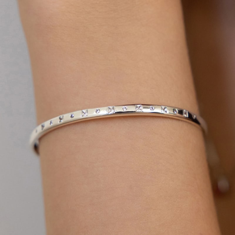 

TATIANA (925 Silver) Multi-Cut Cubic Open Bangle BR2200 Gold Plated