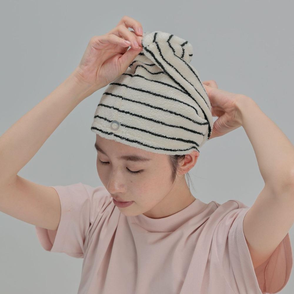 Azure Holiday Striped Hair Towel Combed Cotton Luxury Hair Dry Towels Hot Hair Wrap Drying Tool