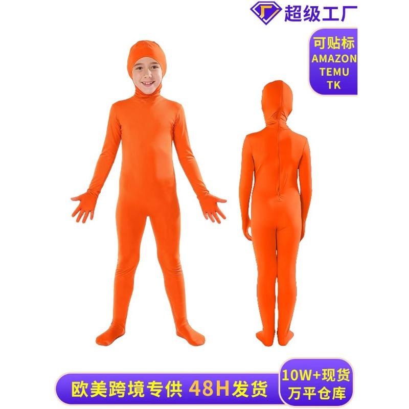 

Skinny face onesie new solid color clothes all-inclusive dance clothes cos clothes Halloween clothes 190 помаранчевий