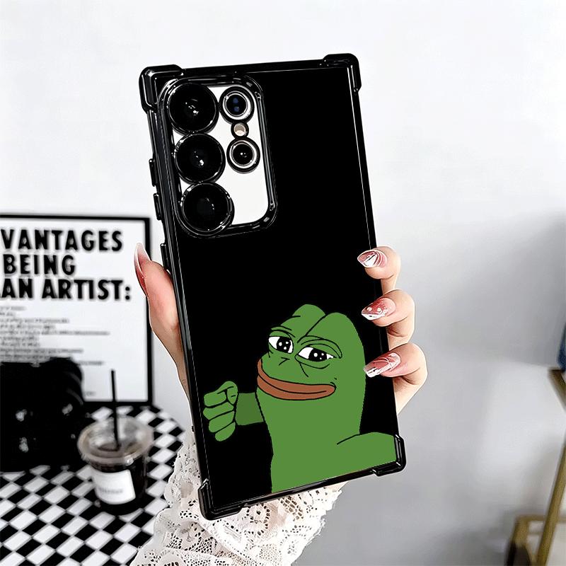 Funny Sad Forg P-Pepe Meme Plating Phone Case For Samsung Galaxy S24 S25 FE S26 Edge S23 Ultra S22 S21 Plus S20 Anti-Fall Airaba