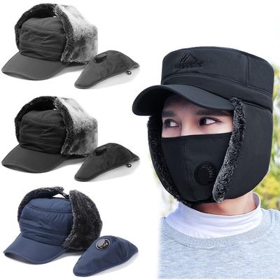 Adjustable Windproof Winter Men Bomber Hat Cotton Plush Sports Outdoors Fur Earflap Hat Winter Ski Mask Earflaps Caps