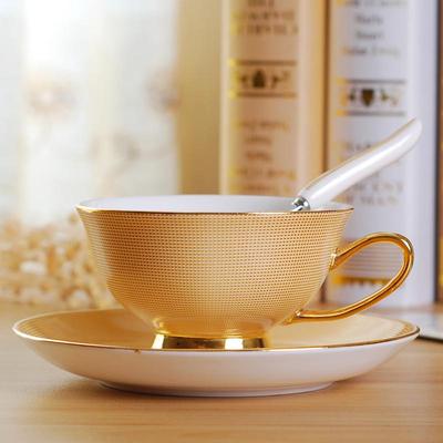 Gilded European Bone China Coffee and Tea Cup Set with Saucer