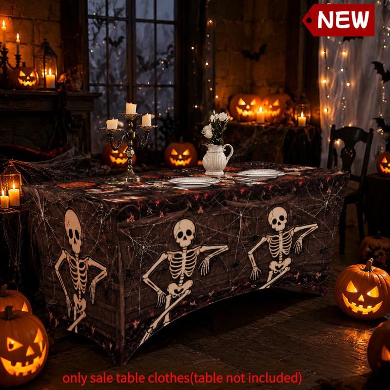 Halloween Printed Stretch Tablecloth Milk Fabric Outdoor Party Decor