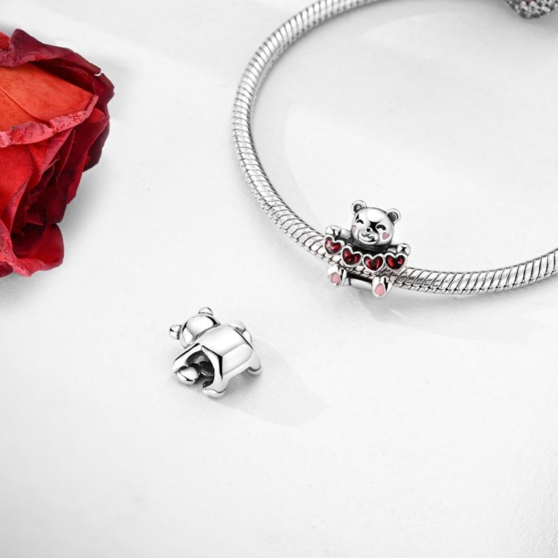 Authentic copper Plated Newest Valentines Day Charm Bead Charms Rose Heart Bead Charms Compatible With Bracelets Necklaces Pendants Making Jewellery