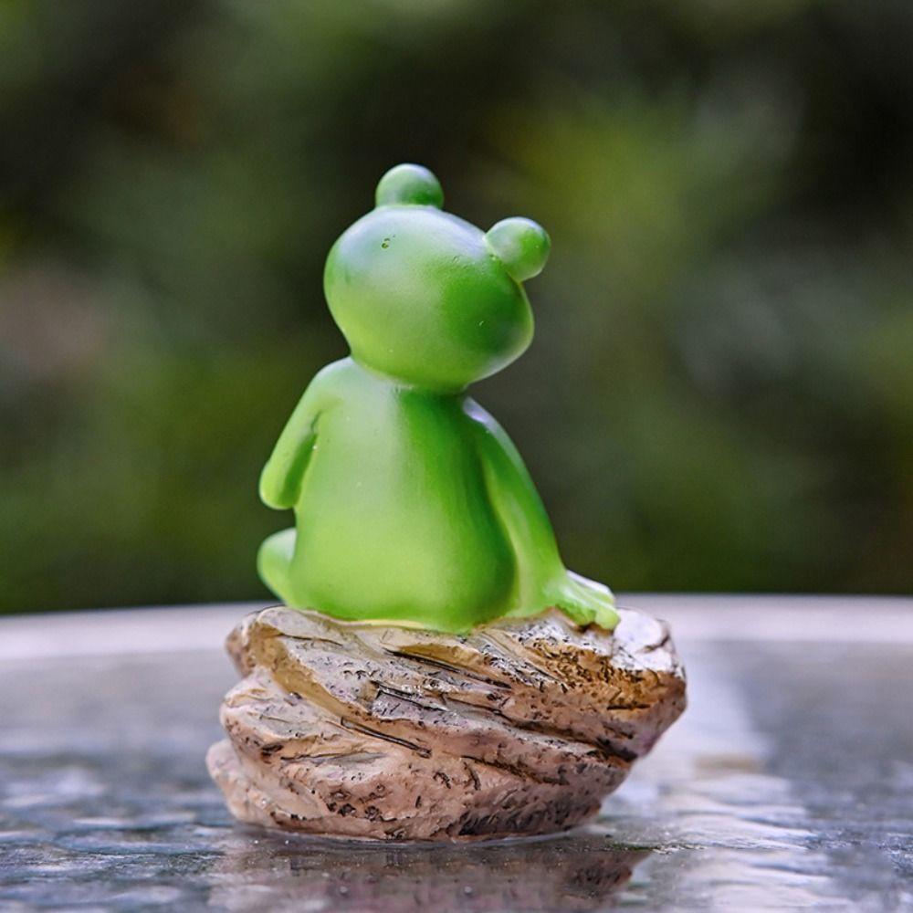 Resin Garden Frog Statue Cute Miniatures Figurine Garden Decoration Animal Sculpture  Bonsai