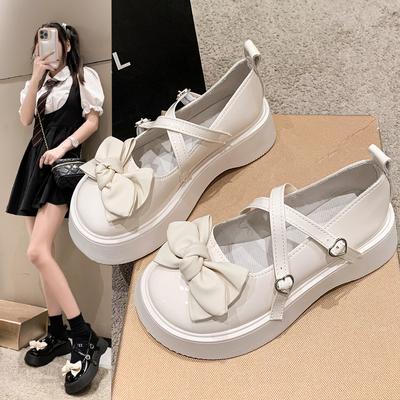 Fashion Girls' Shoes Thick Sole Black High Heels Fashion Round Toe Mary Jane Women's Patent Leather Artificial Leather Student Shoes