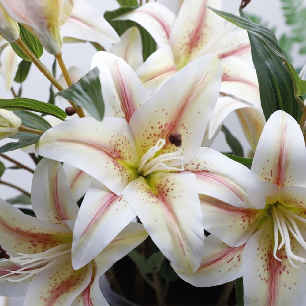 5 Head Artificial Flower Branch Plastic Real Touch Simulation Lilium Brownii Flower Elegant 97cm Fake Flowers