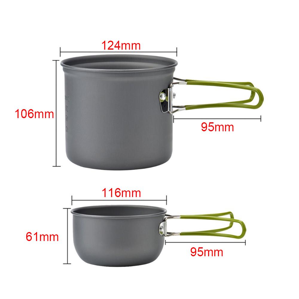 Ultralight Camping Cookware Utensils Outdoor Tableware Set Hiking Picnic Backpacking Camping Tableware Pot Pan 1-2persons